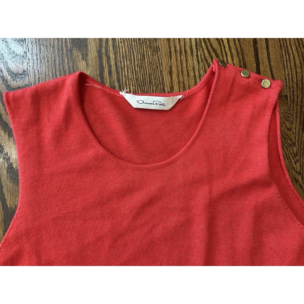 Oscar De La Renta Sleeveless Sweater‎ Tank Red Large Cashmere Feel Missing Tag - Picture 2 of 9